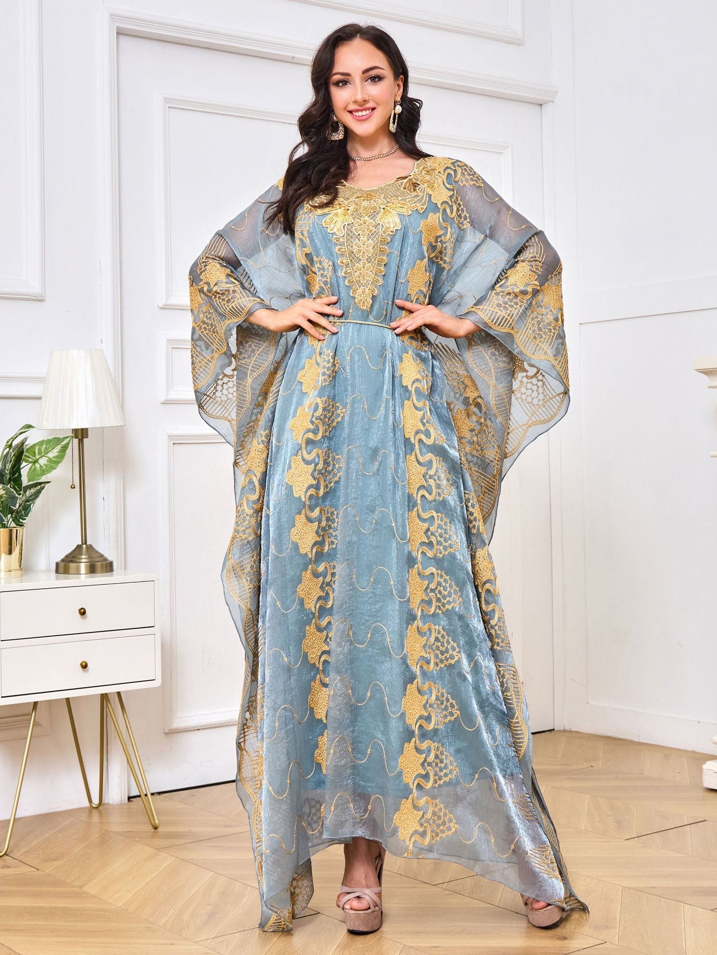 Moroccan Muslim Robe Embroidered Beaded Dinner Two Piece Set Dress - Pleasures and Sins   Pleasures and Sins