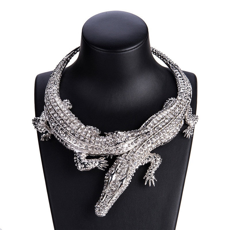 Stunning Full Crystal Crocodile Collar Necklace for Women Trendy Piece - Pleasures and Sins   Pleasures and Sins