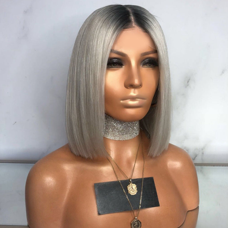 Womens black gray, mixed color, centre parting, short bob wig - Pleasures and Sins   Pleasures and Sins