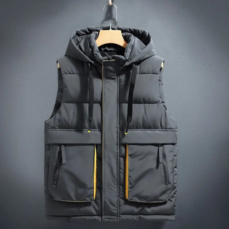 Mens Paddeed and Quilted Fleece-lined Warm Down Cotton Gilet