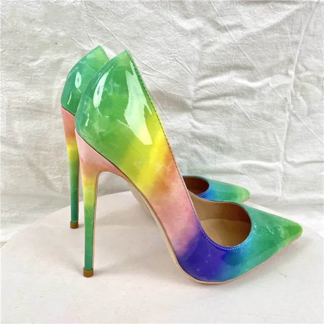 Unisex high heels, rainbow high heels, fashionable, narrow pointed toe - Pleasures and Sins   Pleasures and Sins