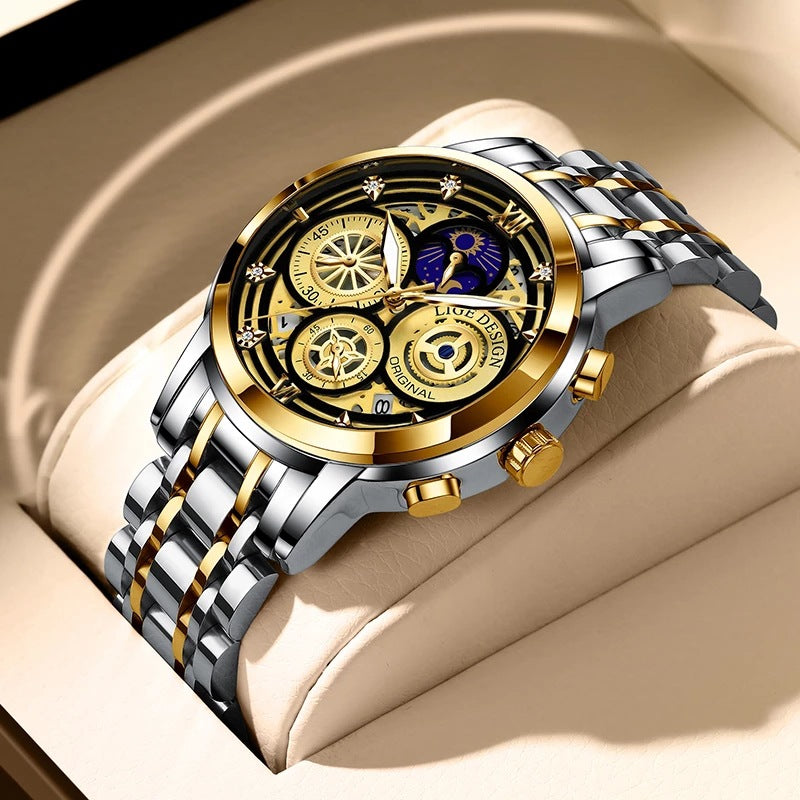 Mens Quartz Skeleton New Concept Waterproof Multifunctional Watch - Pleasures and Sins   Pleasures and Sins