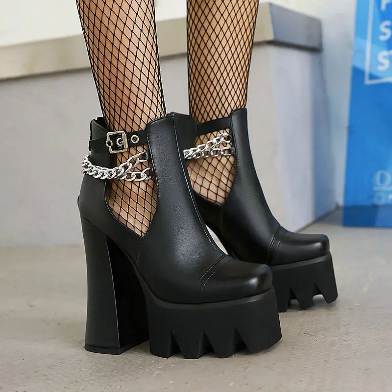 Women’s Super High Heel Sandals Chunky Fish Mouth Shoes