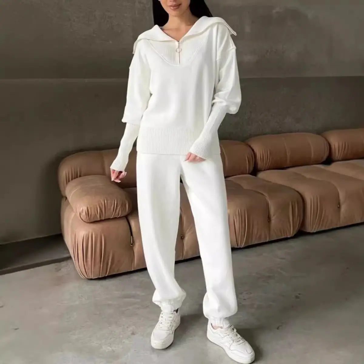 Women’s Zipper Sweatshirt and Pants Two-piece Set