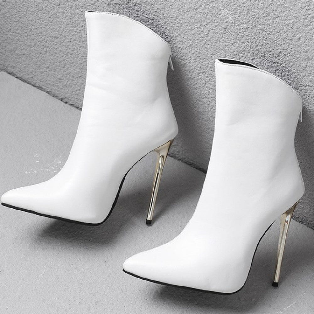 Women's Fashion Stiletto Pointed Toe Ankle Boots In Plus Sizes