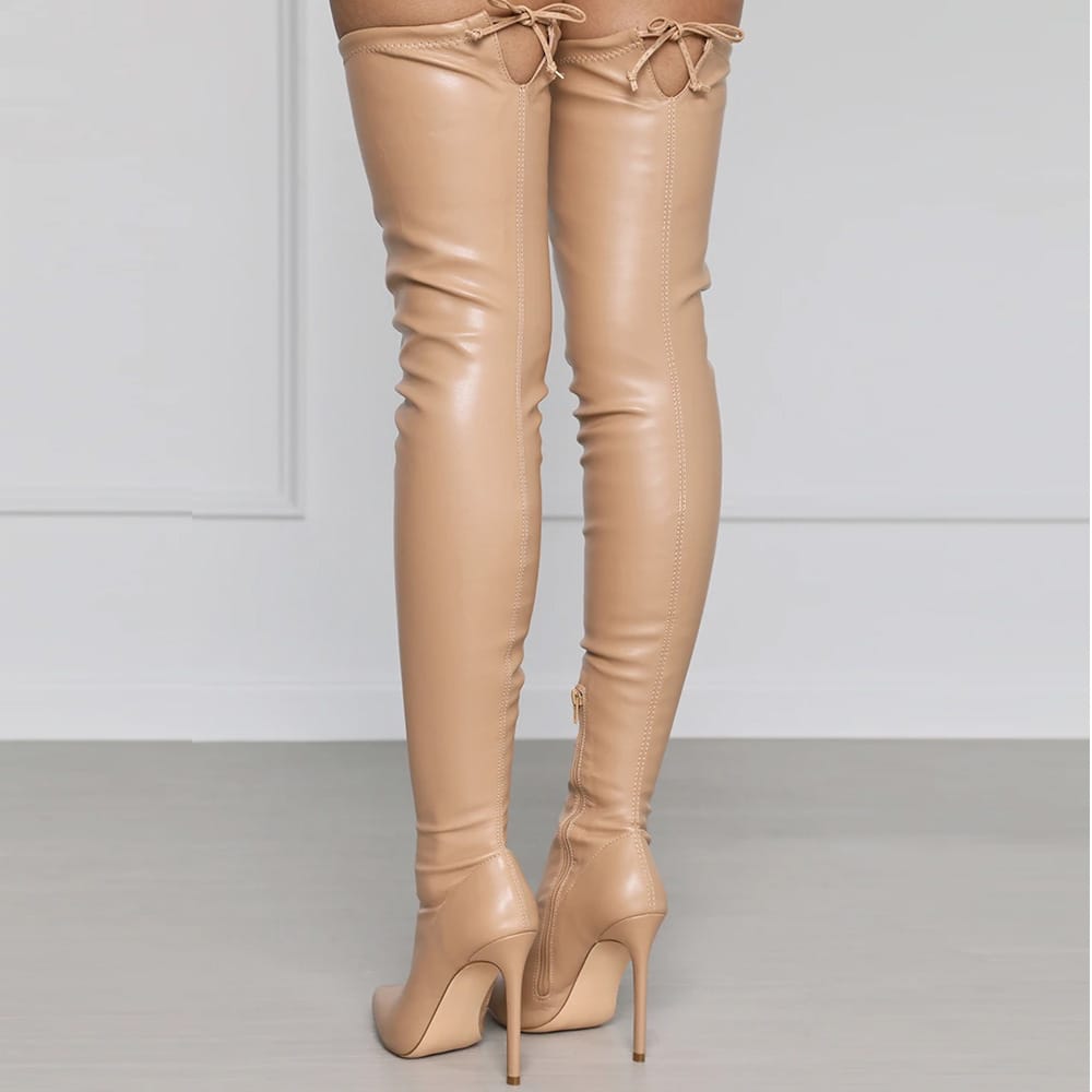 Sexy spitze Overknee-Stiefel aus Pu mit hohem Stilettoabsatz