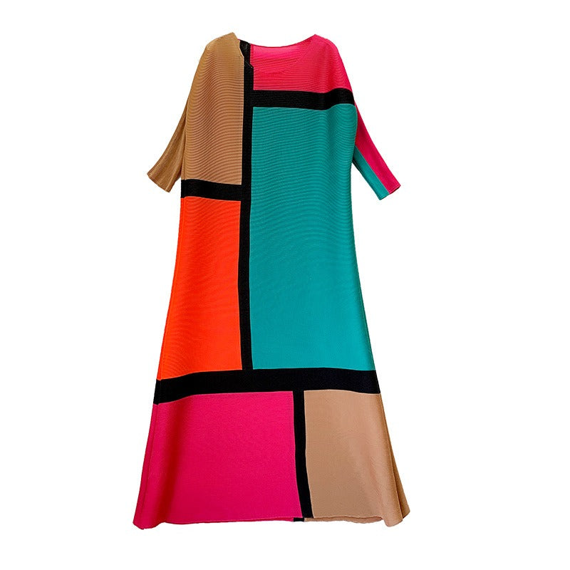 Geometric Colour Block 1980's Style A-line Mid Length Dress - Pleasures and Sins   Pleasures and Sins