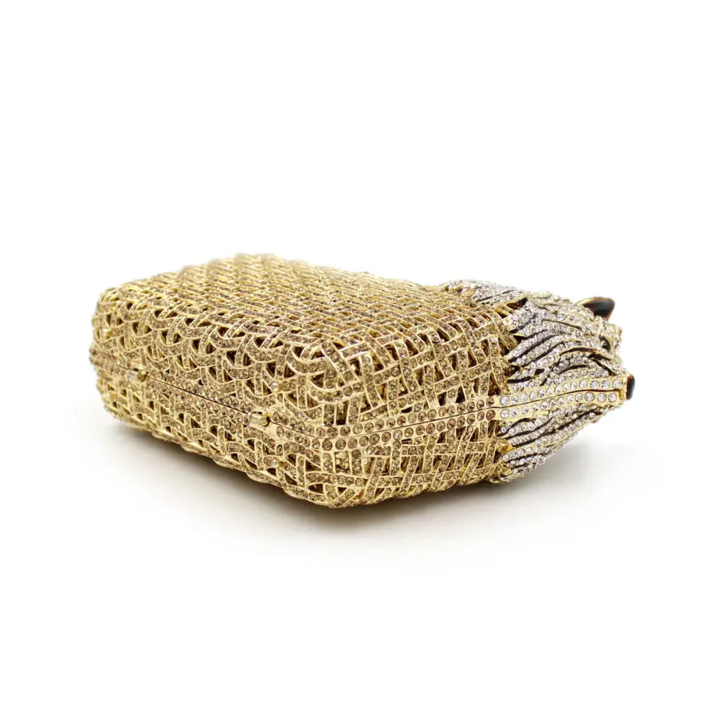 Natural woven loofah sponge with a mesh texture, perfect for a puppy shaped rhinestone bag.