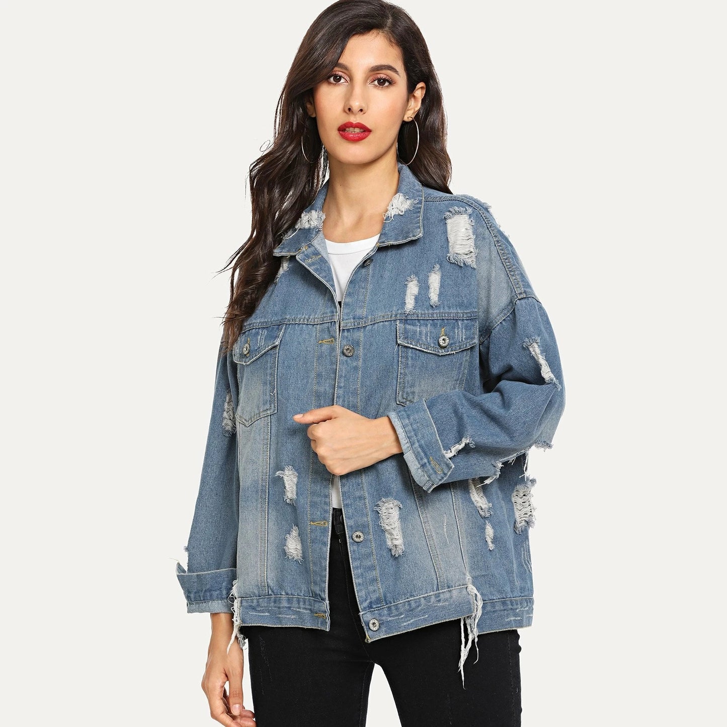 Womens Vintage Fabric Patchwork Denim Cowboy Western Ripped Jacket - Pleasures and Sins   Pleasures and Sins