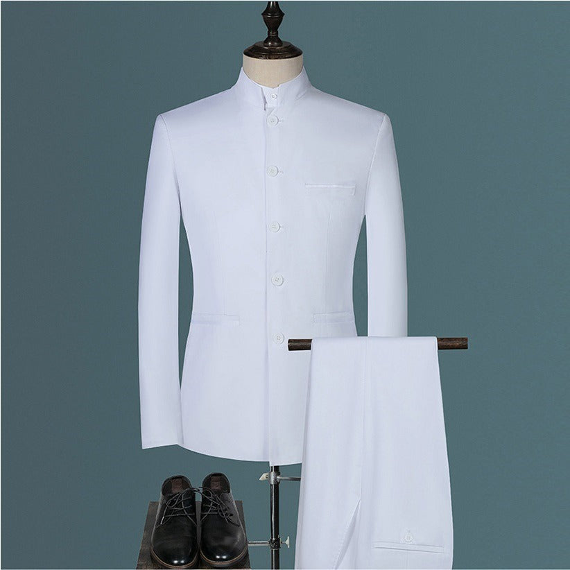 Mens 3 Pc Suit (Jacket+Pants+Vest) Nehru Collar Slim Fit Suit - Pleasures and Sins   Pleasures and Sins