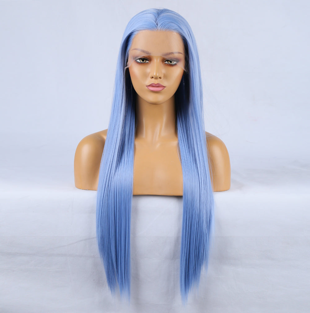 Ladies Chemical Fiber Lace Front Blue Long Hair Wig - Pleasures and Sins   Pleasures and Sins