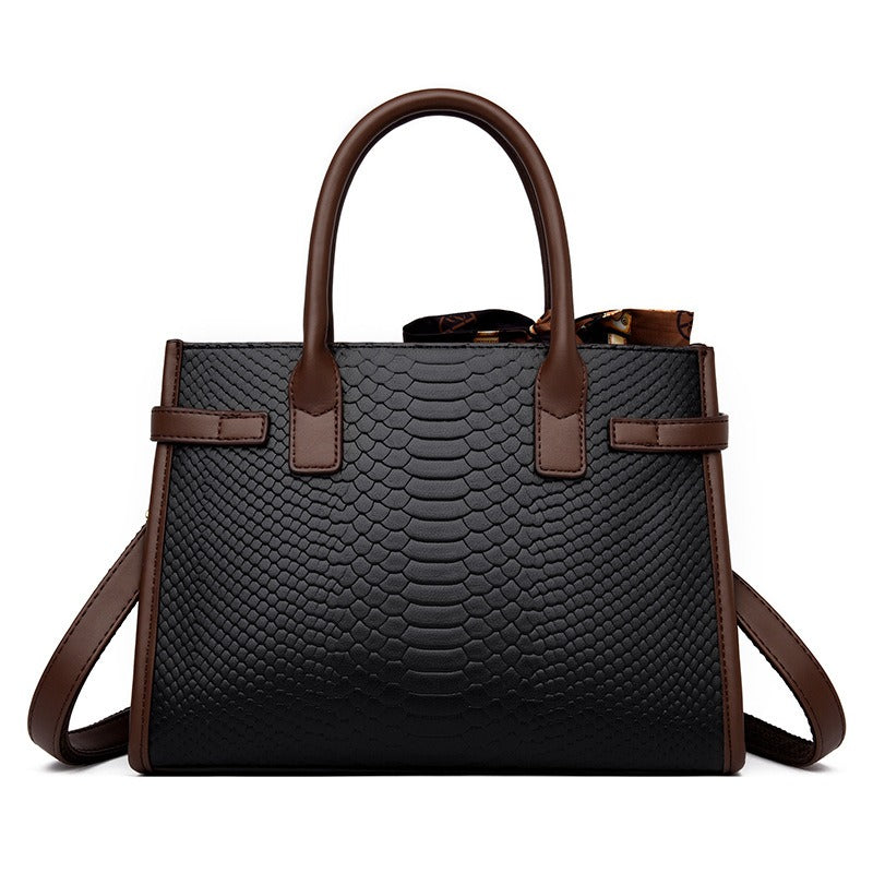 Formal Style Womens Bag Genuine Leather Embossed Snakeskin Pattern contrasting colour - Pleasures and Sins   Pleasures and Sins