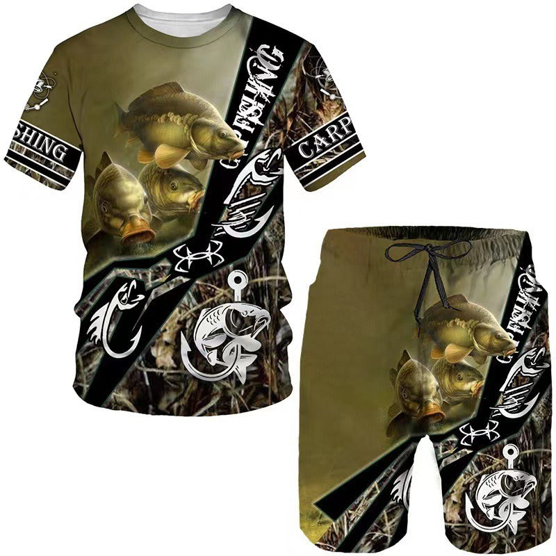 Printed men's round neck short sleeved T-shirt set for men - Pleasures and Sins   Pleasures and Sins