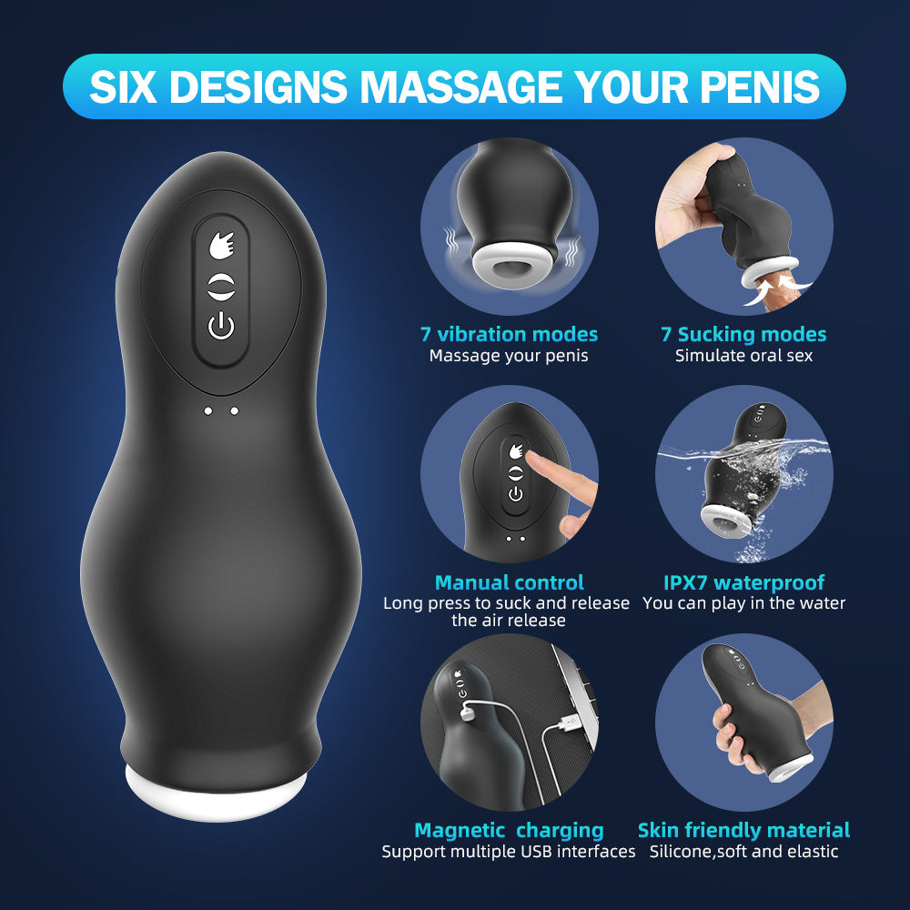 Male Automatic Suction Cup Vibrating Sucking Massager Penis Exerciser - Pleasures and Sins   Pleasures and Sins