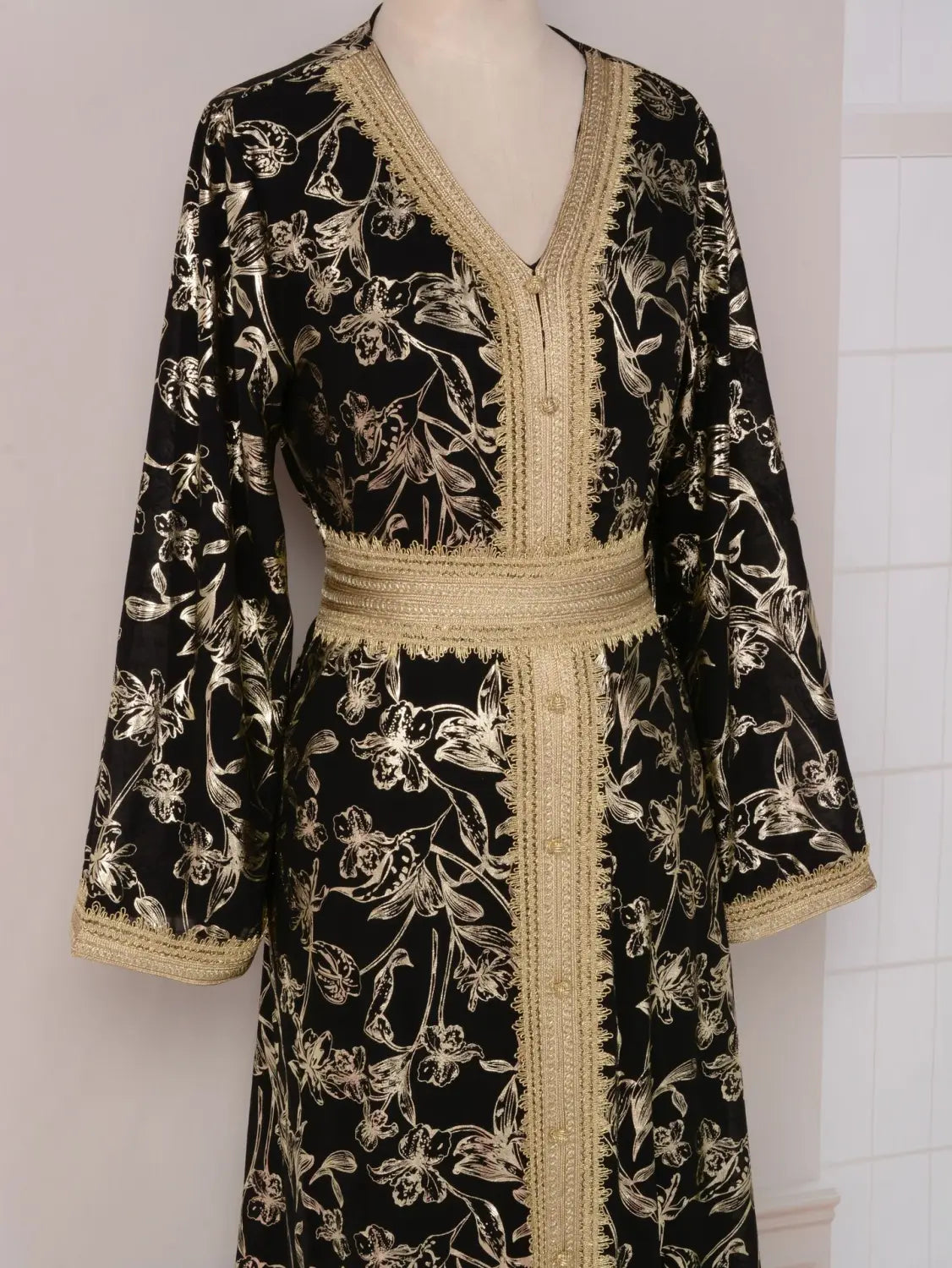 Evening Dress Muslim Flower Gold Stamping Fashion Robe