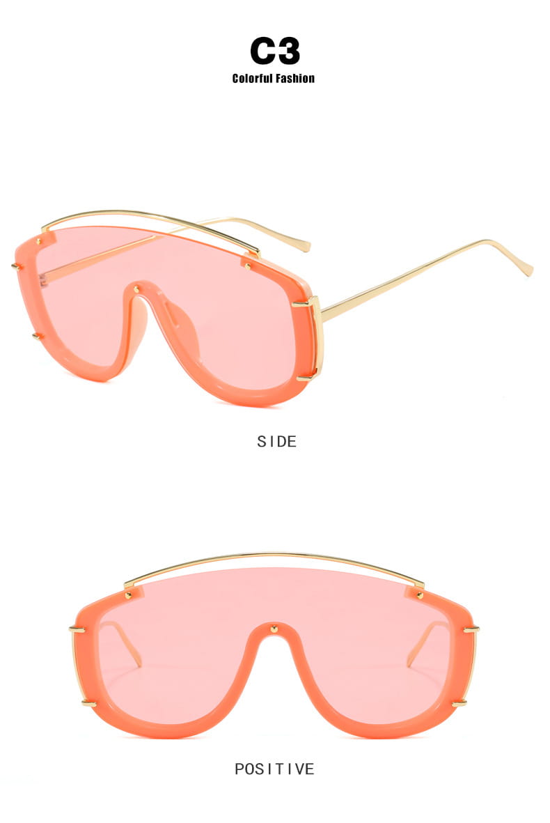 Lunettes de soleil tendance à grande monture avec une touche métallique haut de gamme