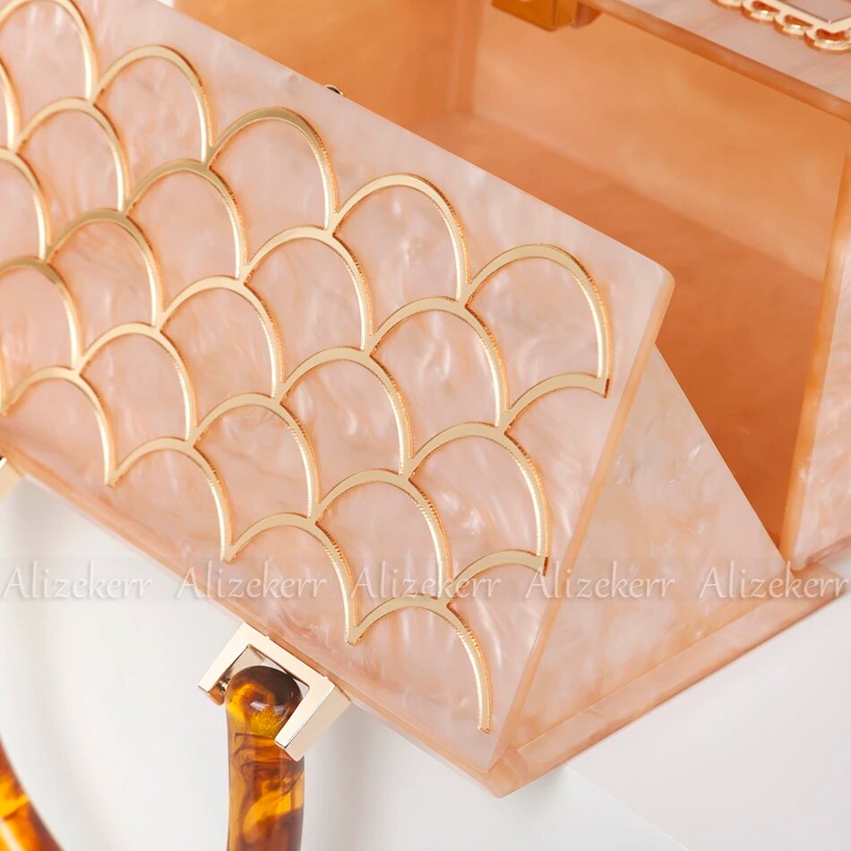 Ladies Luxury Designer Acrylic Handle House Shaped Handbag - Pleasures and Sins   Pleasures and Sins