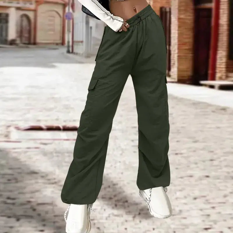 Multi Pocket Cargohose Damen Hohe Taille Locker Lässig