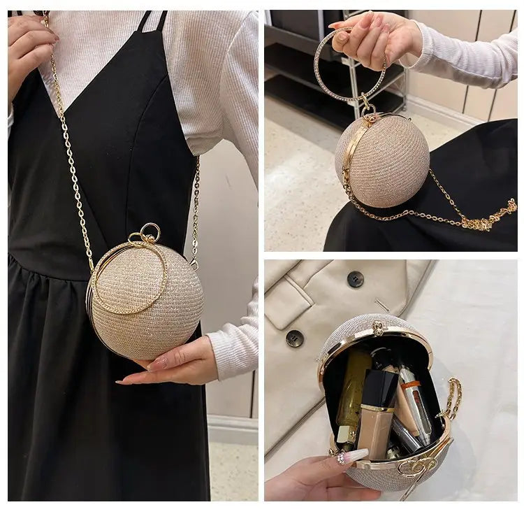 Womens Spherical Evening Bag Round Diamond Starry