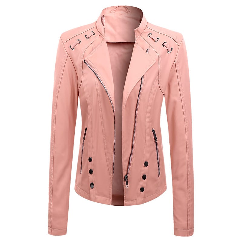 Neue Frühlings- und Herbst-Neue Leder-Pu-Lederjacke für Damen