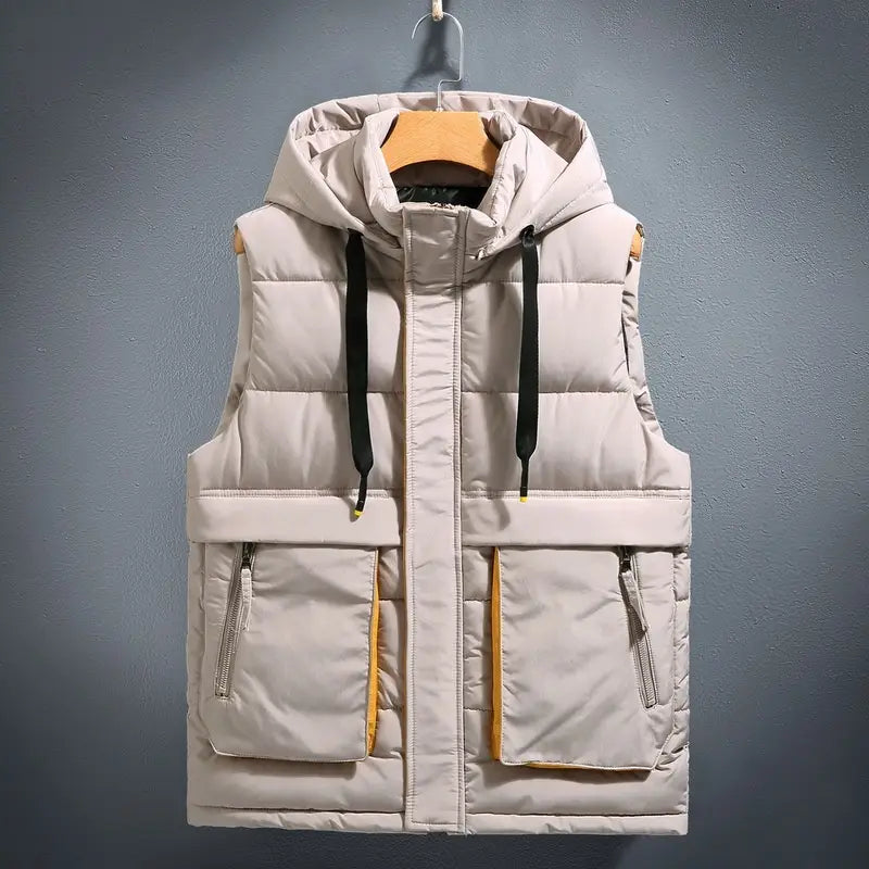 Gilet en coton duveteux chaud doublé de laine polaire pour hommes