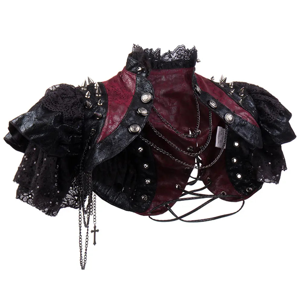 European Lace Rivet Punk Shawl Retro Leather