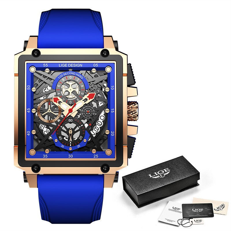 New Men's Watch Square Multifunction Chronograph 30M Waterproof Watch - Pleasures and Sins   Pleasures and Sins