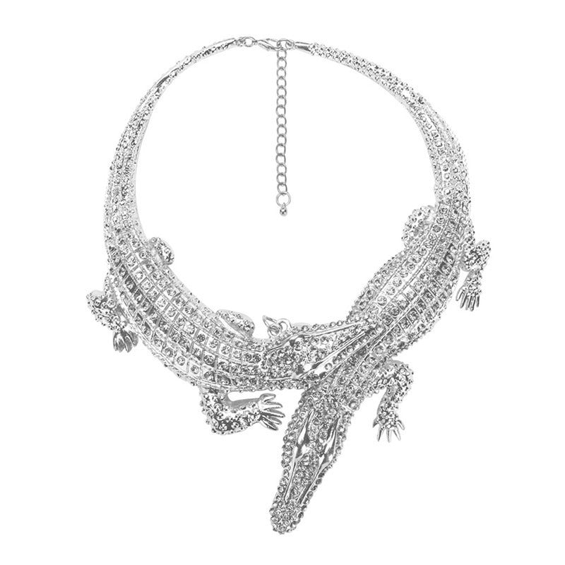 Stunning Full Crystal Crocodile Collar Necklace for Women Trendy Piece - Pleasures and Sins   Pleasures and Sins