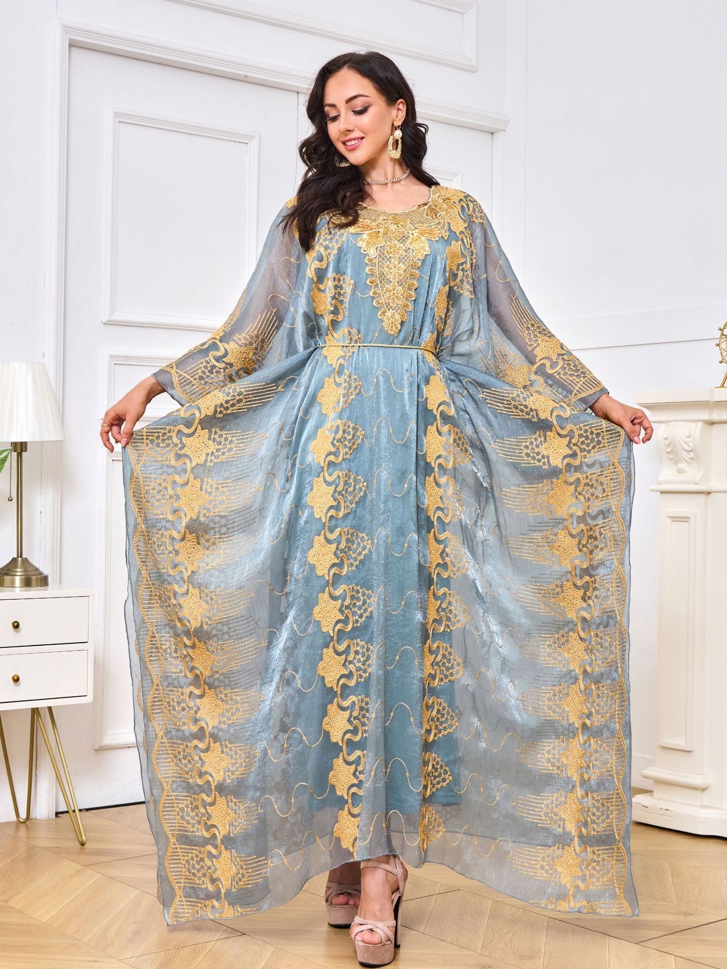 Moroccan Muslim Robe Embroidered Beaded Dinner Two Piece Set Dress - Pleasures and Sins   Pleasures and Sins