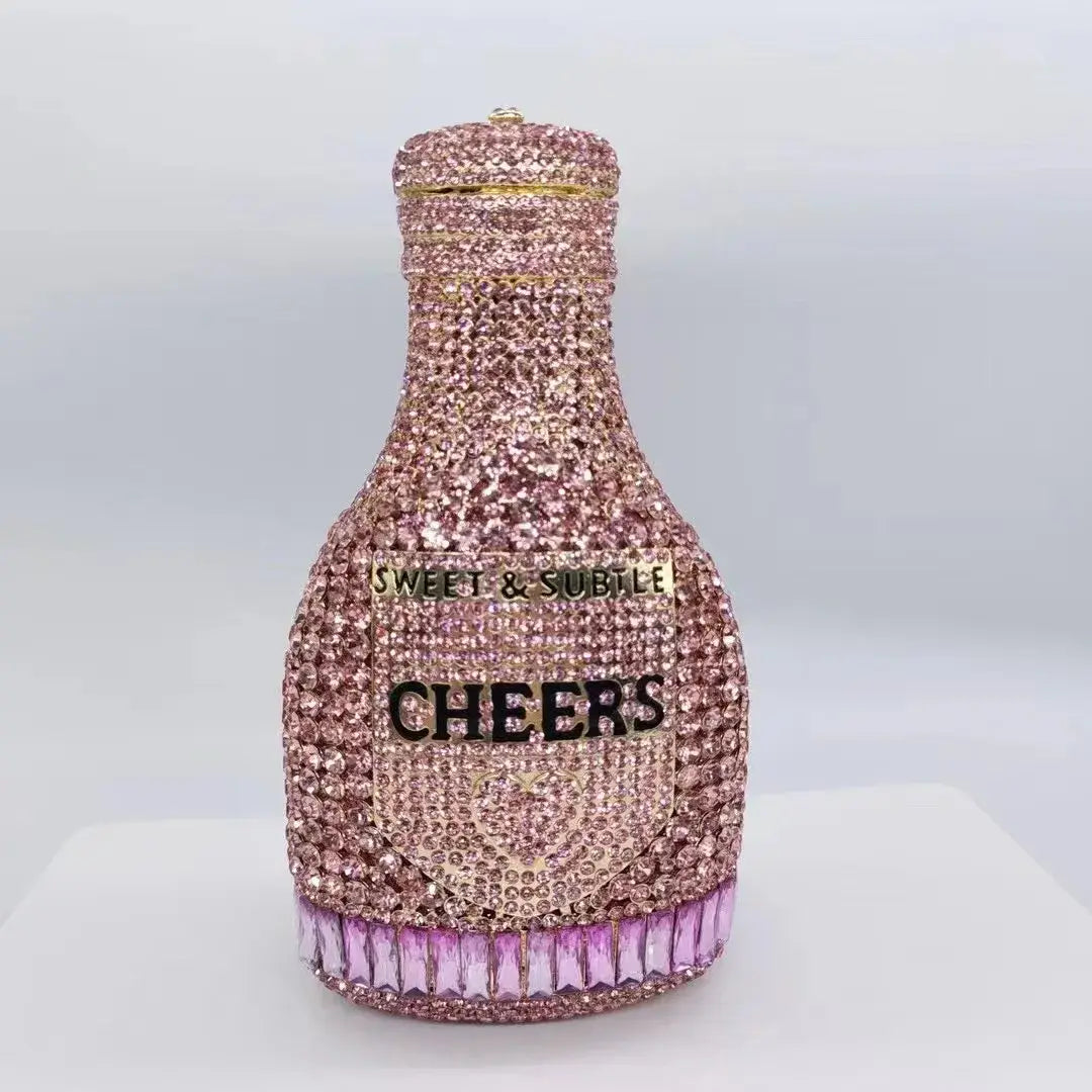 Bottle Shape Crystal Evening Bag Encrusted Bridal Bag Party