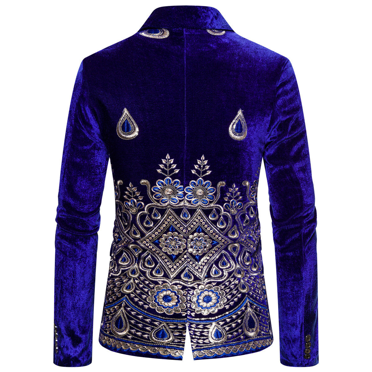 Ethnic Print Single-breasted Rhinestone Smart Jacket For Men