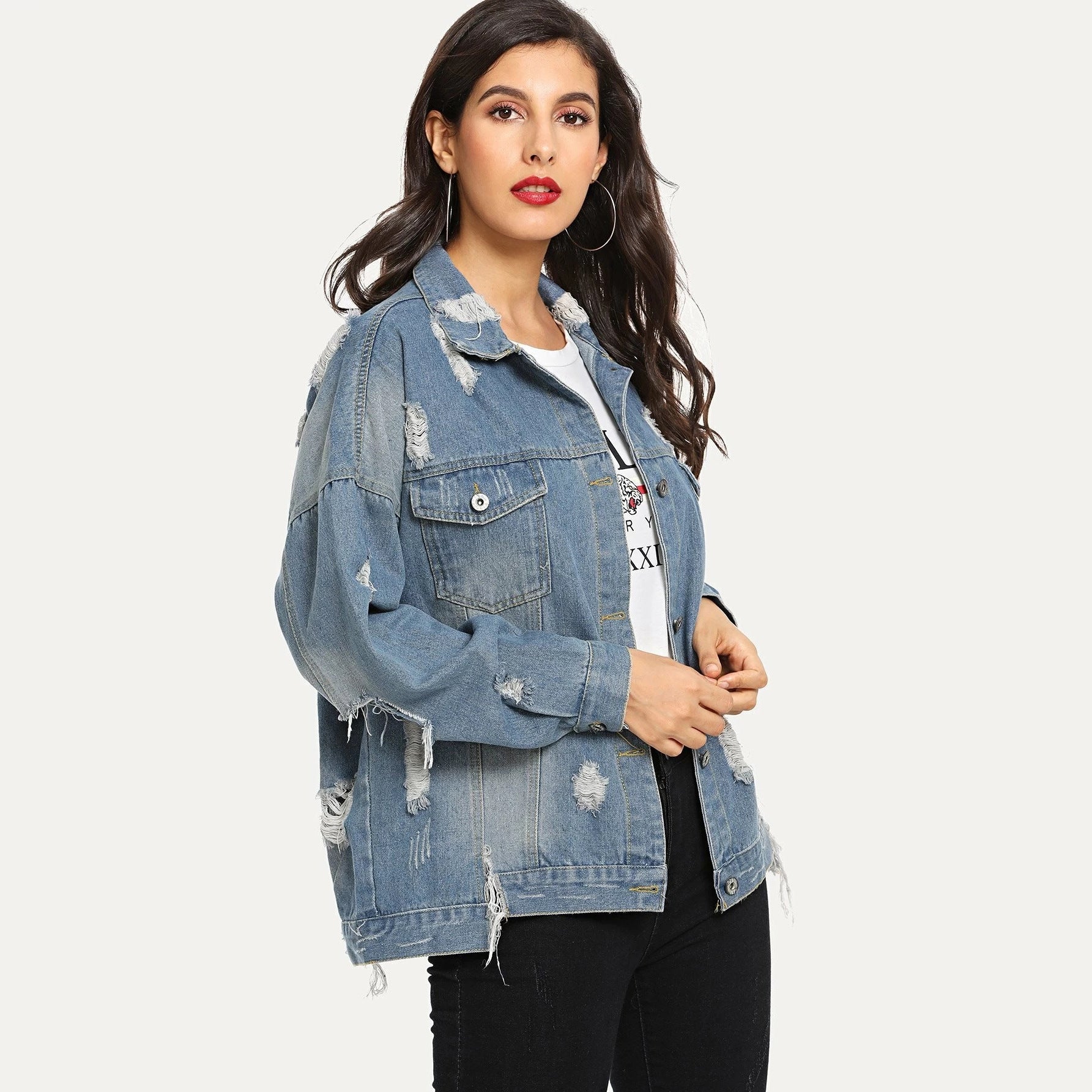 Womens Vintage Fabric Patchwork Denim Cowboy Western Ripped Jacket - Pleasures and Sins   Pleasures and Sins