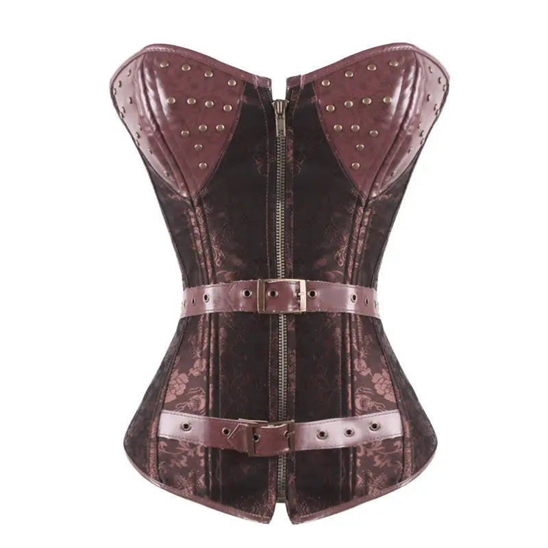 Corset Steampunk en Cuir Jacquard