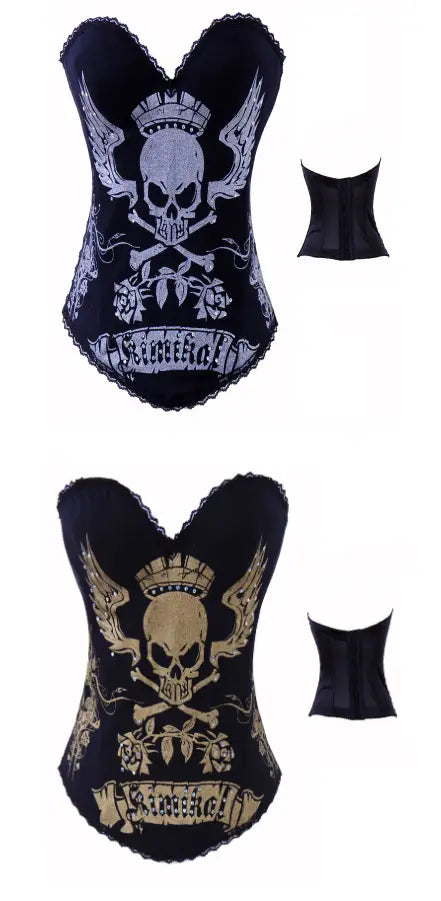 Golden Skull Corset Studded With Rhinestones Palace High