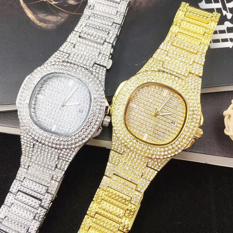 Montre Bling Diamond Luxury Hip Hop Rapper pour hommes