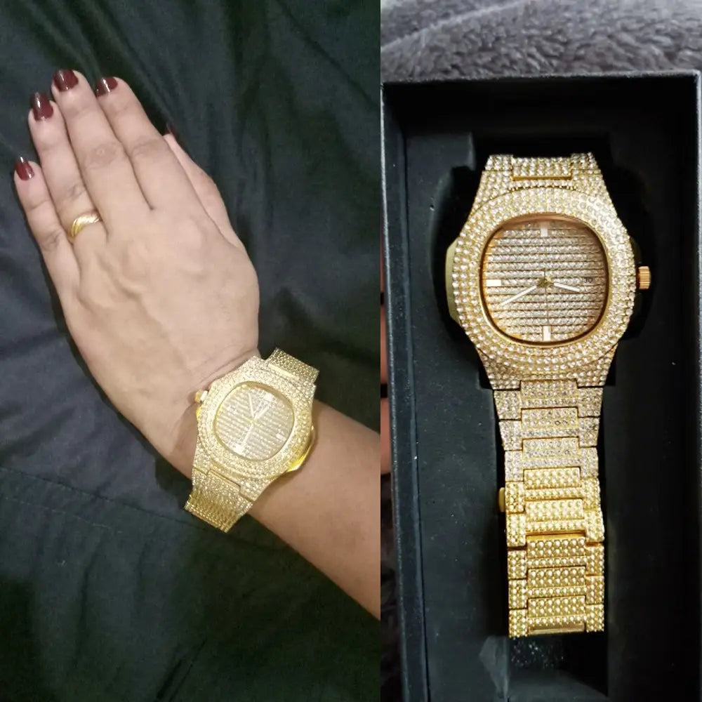 Montre Bling Diamond Luxury Hip Hop Rapper pour hommes