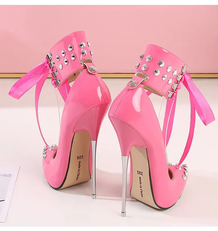 High-heeled Shoes Rivets Pointed Women’s Shoes