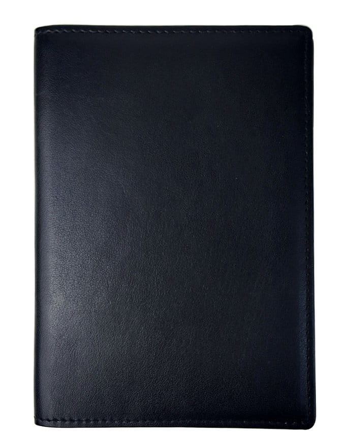 Black leather portfolio perfect for travel essentials with RFID antimagnetic passport slots