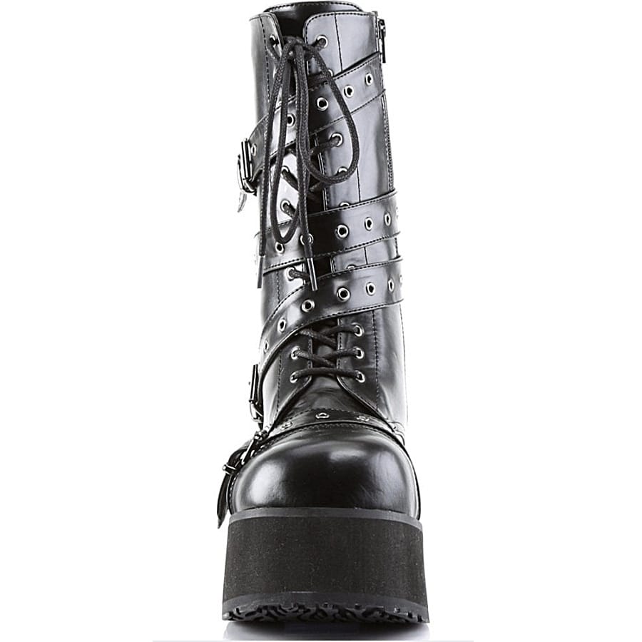 Bottes compensées hautes à plateforme punk/steampunk noires