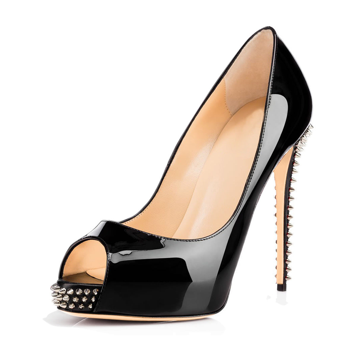 Women's Peep Toe, Platform ,High Heel, Studded Shoes - Pleasures and Sins   Pleasures and Sins