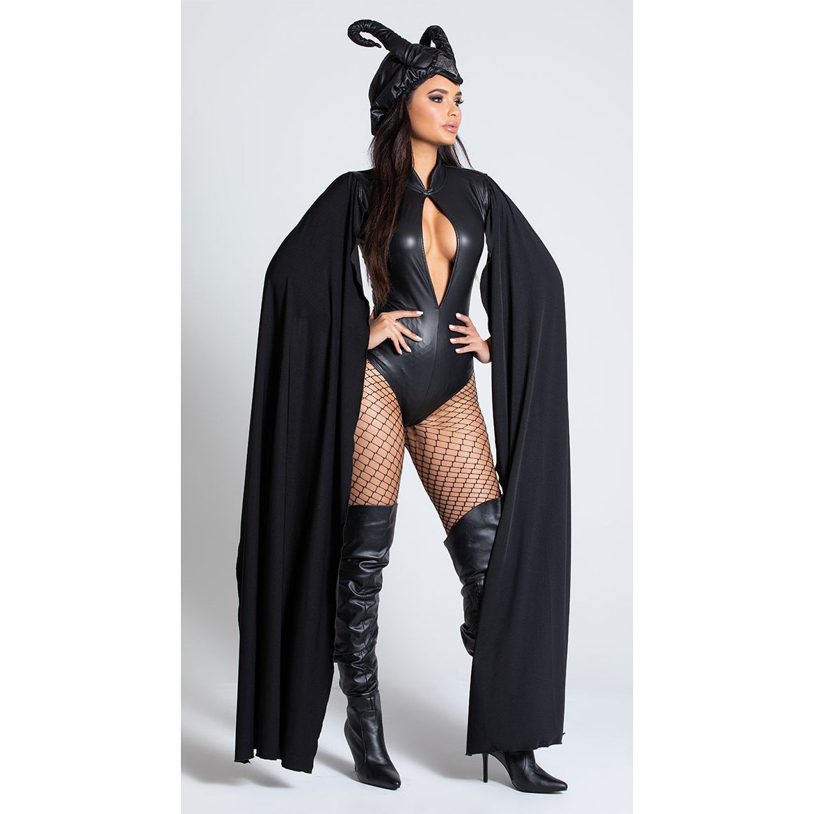 Ladies Sexy Halloween Witch Jumpsuit and Cloak Costume Vampire