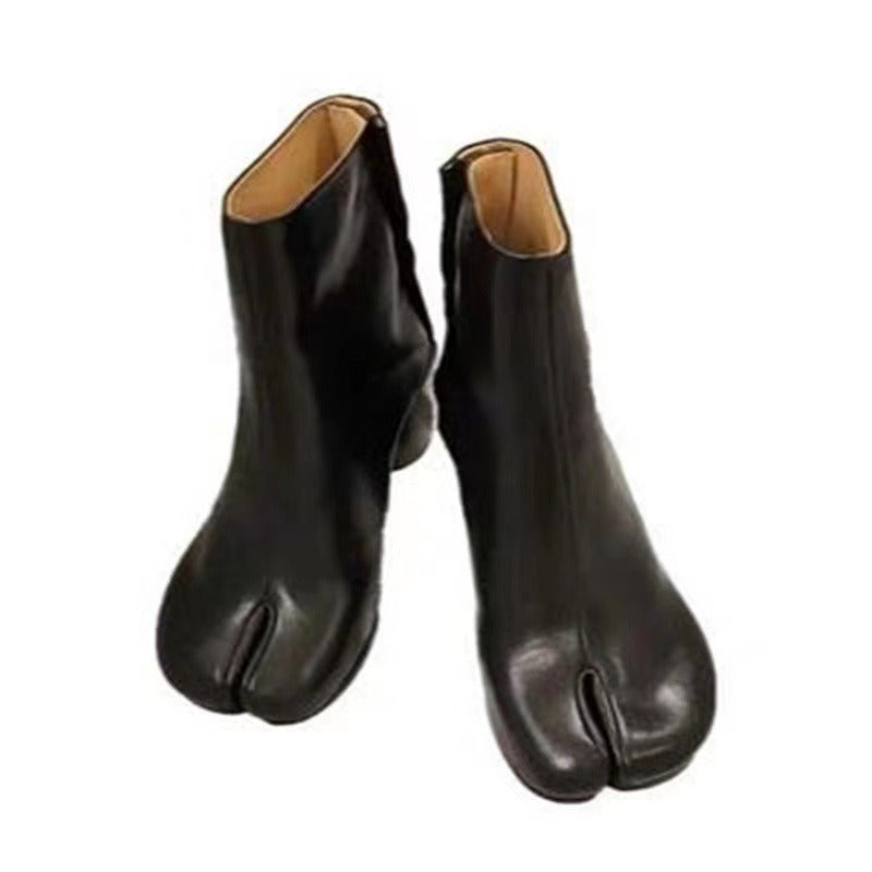 Ladies Split Toe Tabi Boots Solid Color 8cm Block Heel - Pleasures and Sins   Pleasures and Sins