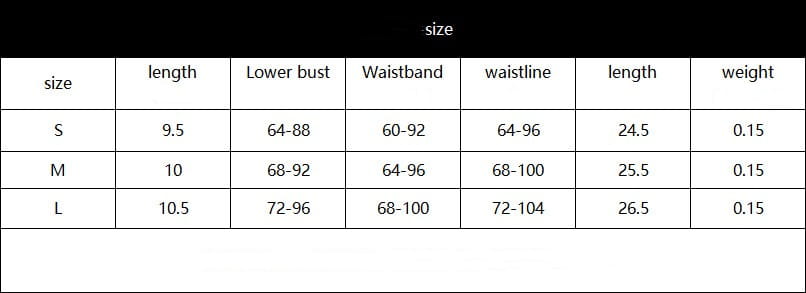 Size chart for Red Lingerie Set with Mesh Heart-Shaped Bust and Sexy Chain Five Piece.