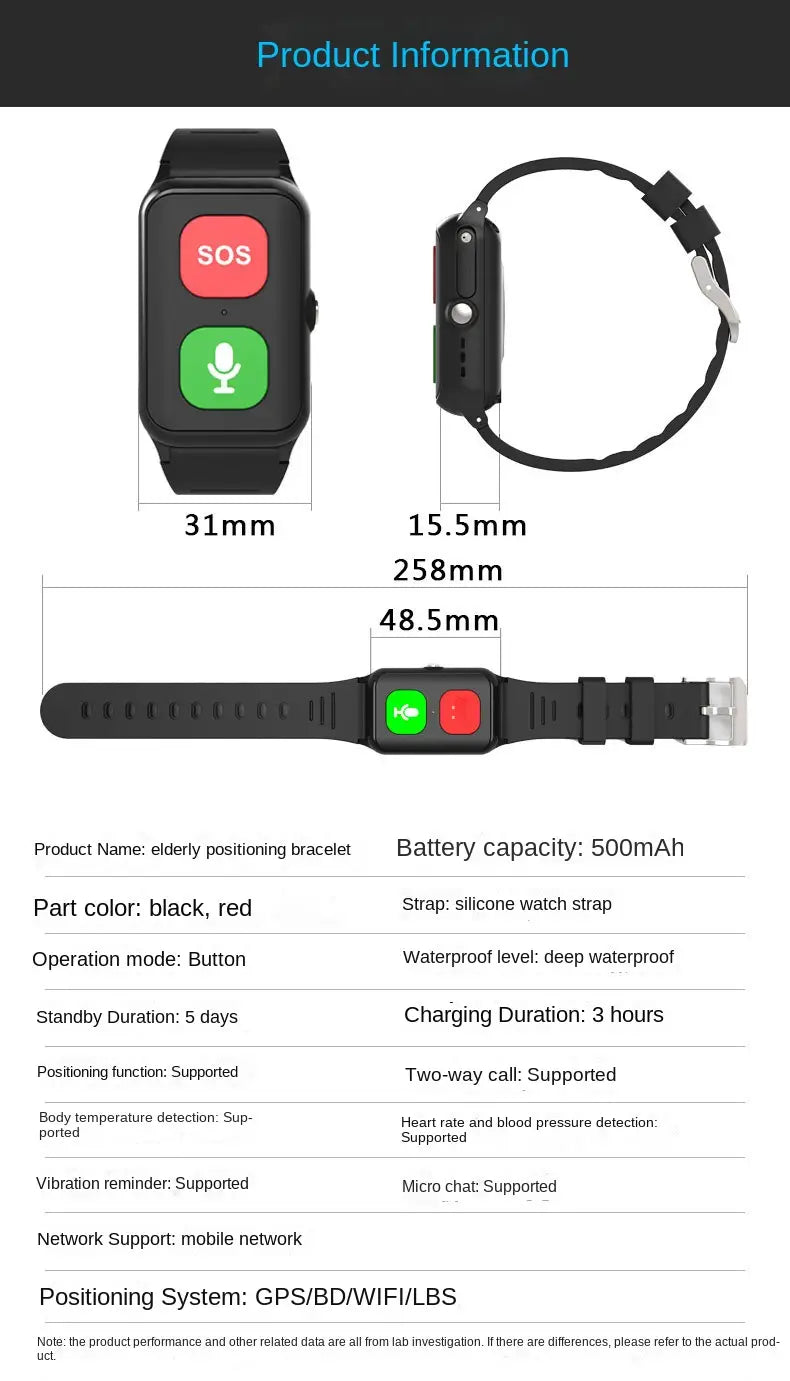 Sos Elderly Gps Positioning Watch Locator with Heart Rate