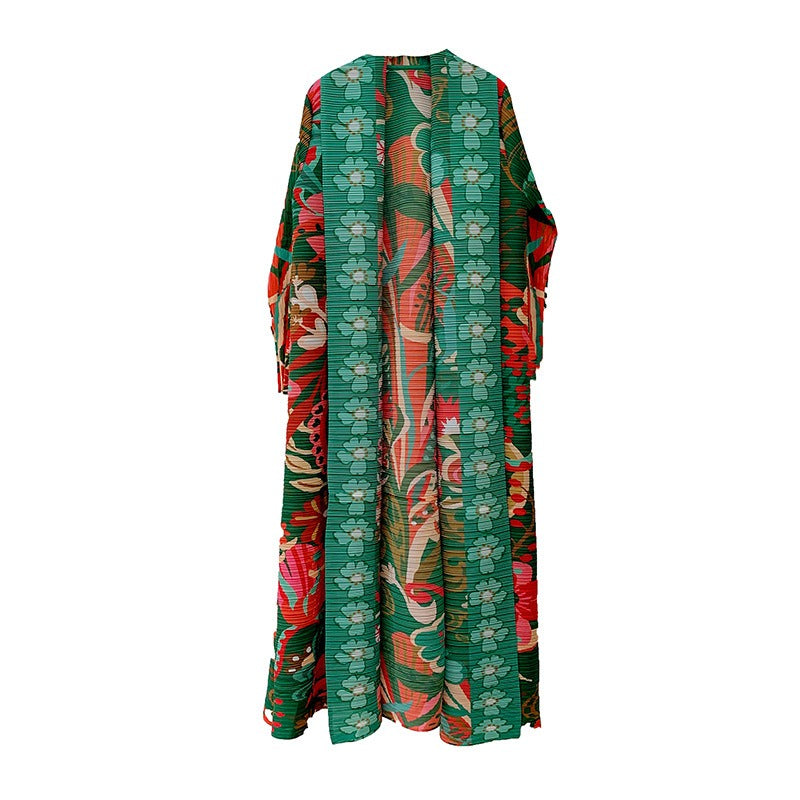 Wrap Over Muslim Robe Versatile Long sleeved Printed Cloak Coat - Pleasures and Sins   Pleasures and Sins