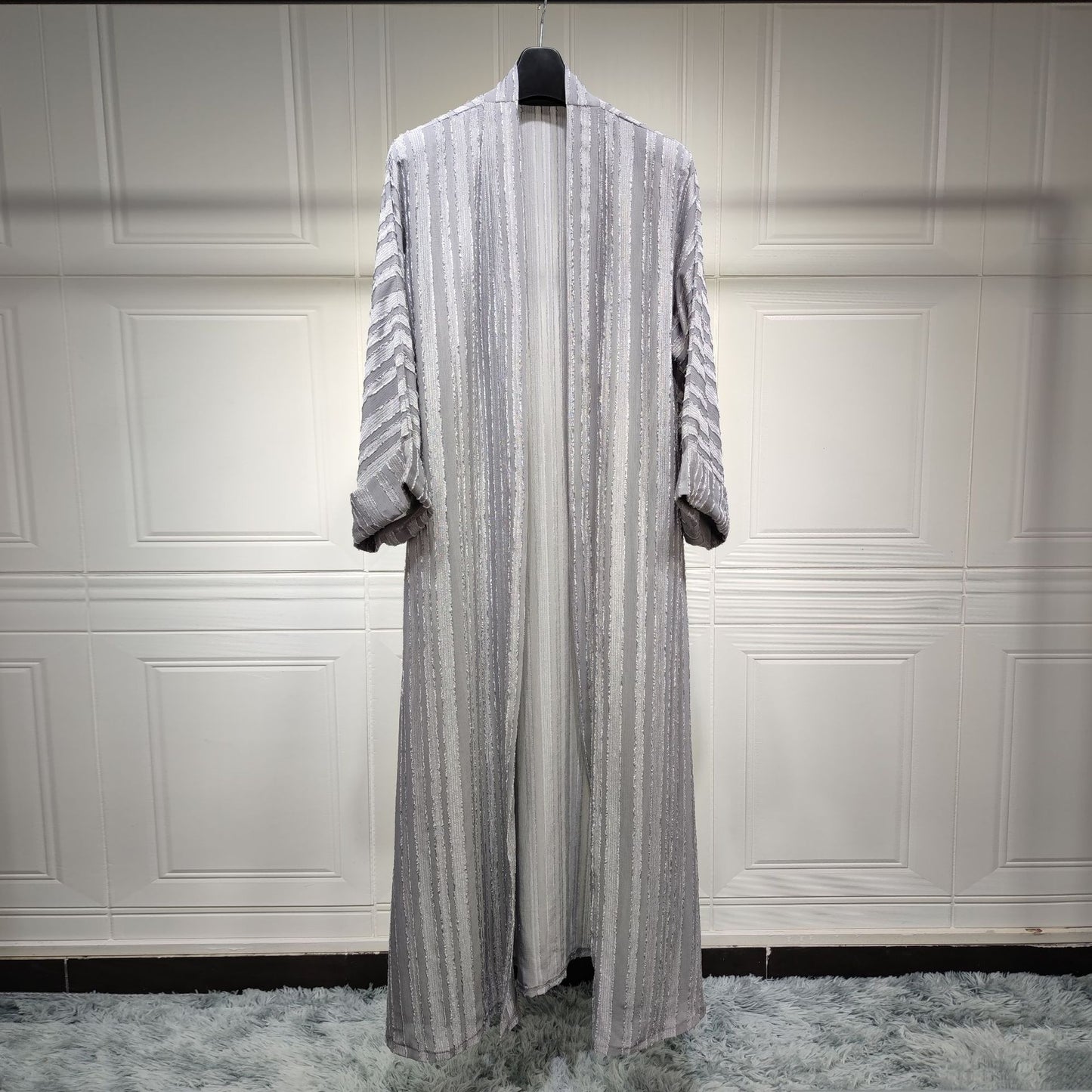 Ramadan Eid Djellaba Abaya Long Sleeve Muslim Dress With Belt Muslim Clothing Pleasures and Sins silvery no scarf M 