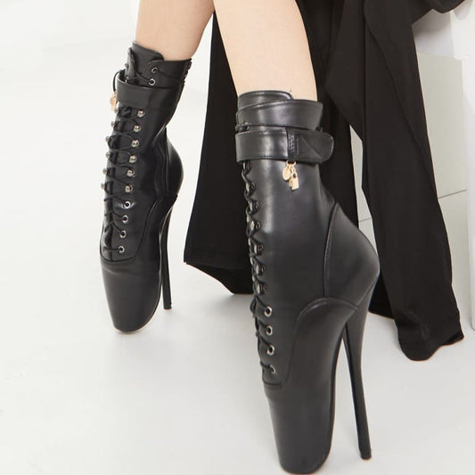 18cm Ballet Heels Lace-up Ankle Boots in 8 Shades