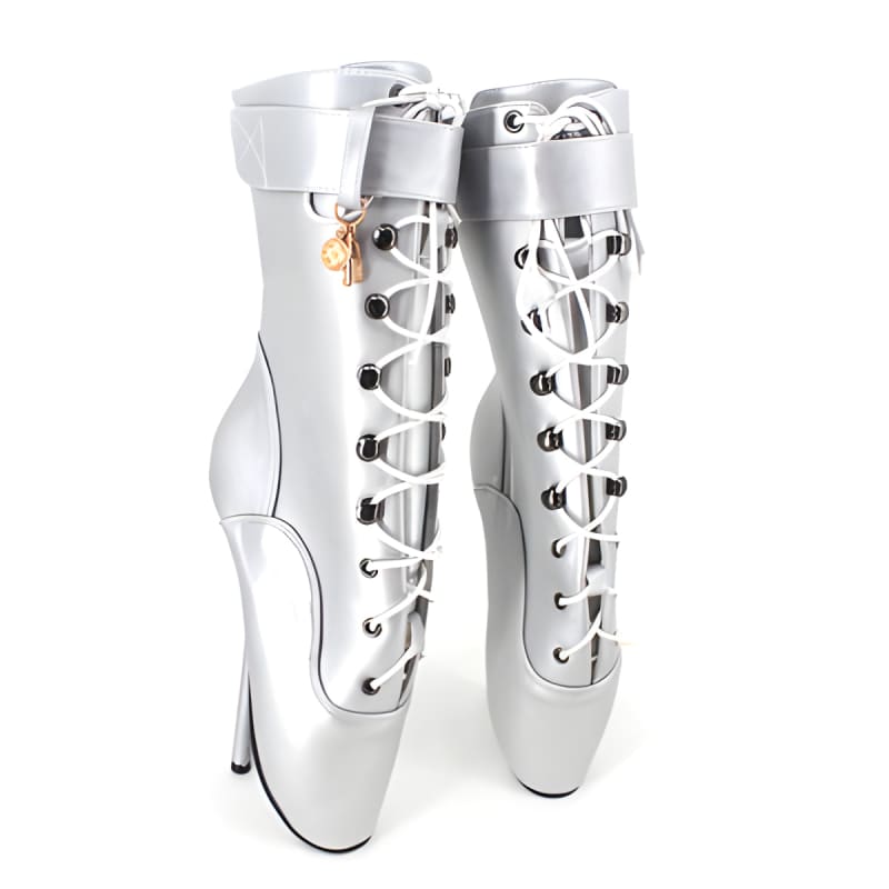 18cm Ballet Heels Lace-up Ankle Boots in 8 Shades Silver