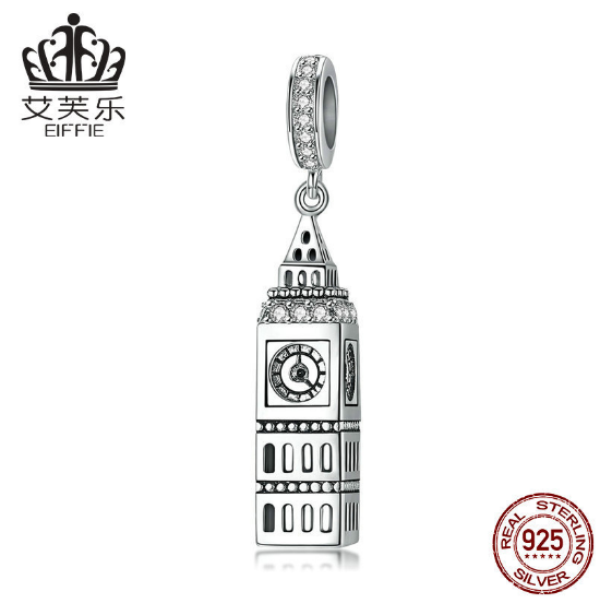 British Big Ben S925 Sterling Silver Pendant - Pleasures and Sins   Pleasures and Sins