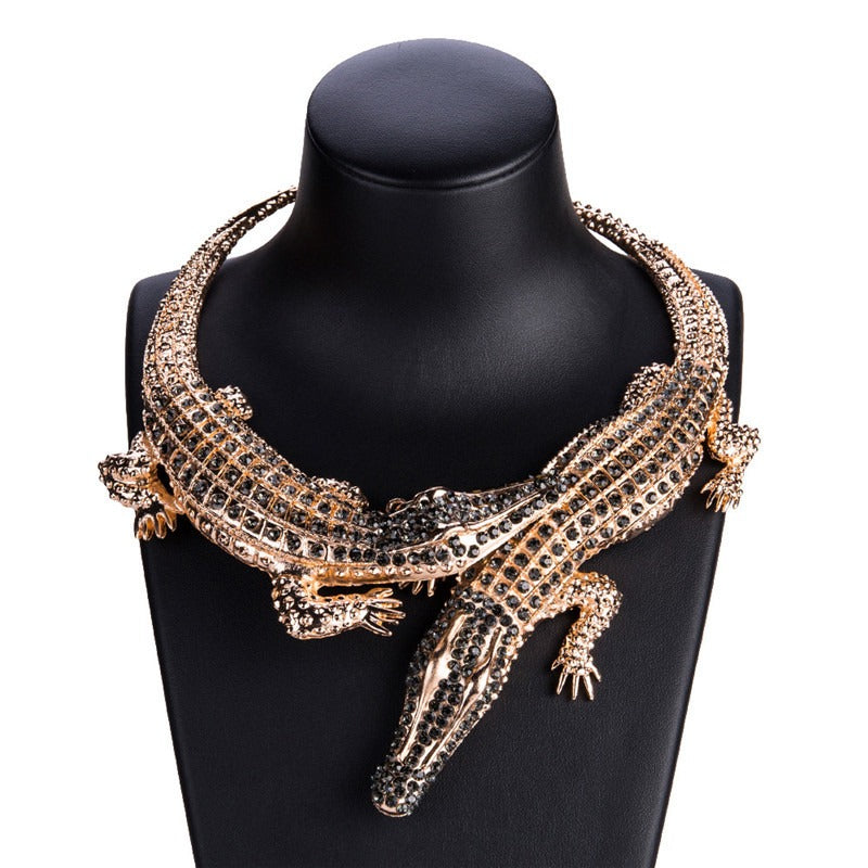 Stunning Full Crystal Crocodile Collar Necklace for Women Trendy Piece - Pleasures and Sins   Pleasures and Sins